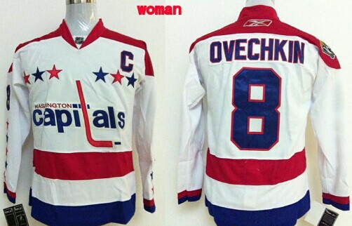 Washington Capitals #8 Alex Ovechkin White Third Womens Jersey