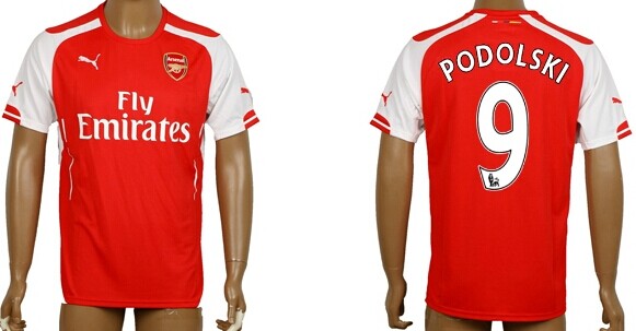 2014/15 Arsenal FC #9 Podolski Home Soccer AAA+ T-Shirt