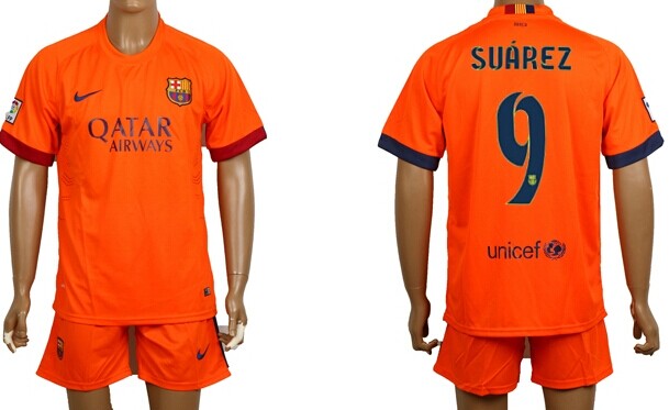 2014/15 FC Bacelona #9 Suarez Away Soccer Shirt Kit