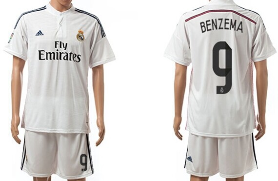 2014/15 Real Madrid #9 Benzema Home Soccer Shirt Kit