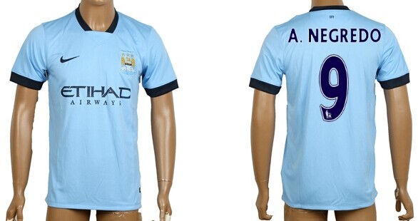 2014/15 Manchester City #9 A.Negredo Home Soccer AAA+ T-Shirt