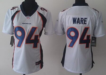Nike Denver Broncos #94 DeMarcus Ware 2013 White Game Womens Jersey