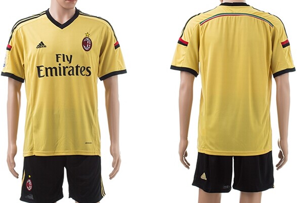 2014/15 AC Milan Blank (or Custom) Away Gold Soccer Shirt Kit