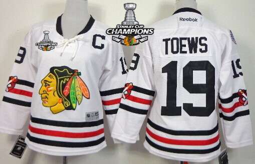Chicago Blackhawks #19 Jonathan Toews 2015 Winter Classic White Kids Jersey W-2015 Stanley Cup Champion Patch