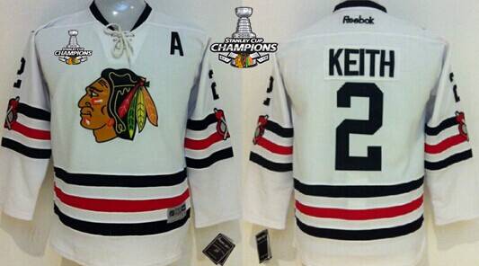 Chicago Blackhawks #2 Duncan Keith 2015 Winter Classic White Kids Jersey W-2015 Stanley Cup Champion Patch