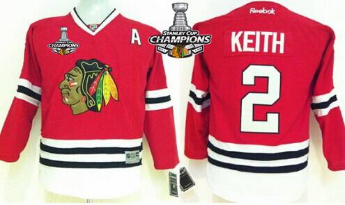 Chicago Blackhawks #2 Duncan Keith Red Kids Jersey W-2015 Stanley Cup Champion Patch