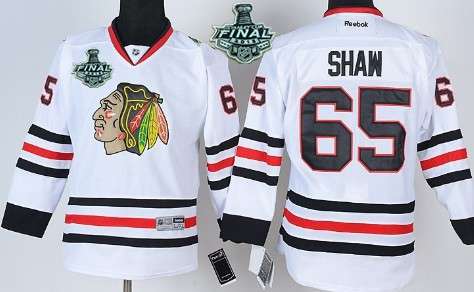 Chicago Blackhawks #65 Andrew Shaw 2015 Stanley Cup White Kids Jersey