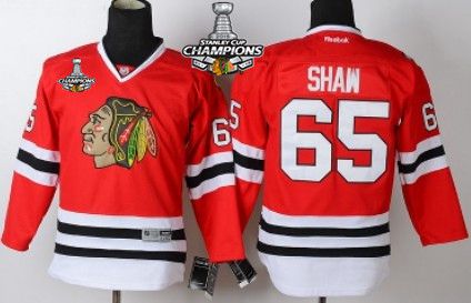 Chicago Blackhawks #65 Andrew Shaw Red Kids Jersey W-2015 Stanley Cup Champion Patch
