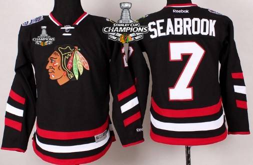 Chicago Blackhawks #7 Brent Seabrook 2014 Stadium Series Black Kids Jersey W-2015 Stanley Cup Champion Patch