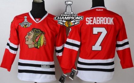 Chicago Blackhawks #7 Brent Seabrook Red Kids Jersey W-2015 Stanley Cup Champion Patch