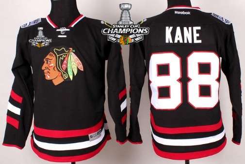 Chicago Blackhawks #88 Patrick Kane 2014 Stadium Series Black Kids Jersey W-2015 Stanley Cup Champion Patch