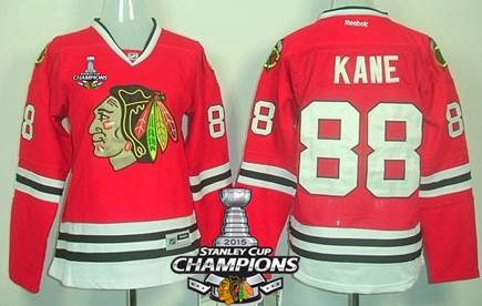 Chicago Blackhawks #88 Patrick Kane Red Womens Jersey W-2015 Stanley Cup Champion Patch