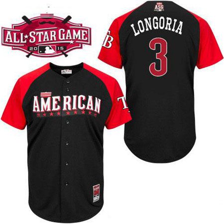 Men's American League Tampa Bay Rays #3 Evan Longoria 2015 MLB All-Star Black Jersey