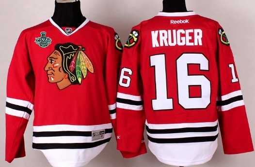 Men's Chicago Blackhawks #16 Marcus Kruger 2015 Stanley Cup Red Jersey