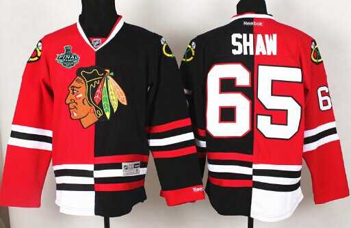 Men's Chicago Blackhawks #65 Andrew Shaw 2015 Stanley Cup Red&Black Two Tone Jersey