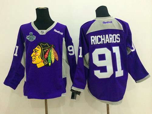 Men's Chicago Blackhawks #91 Brad Richards 2015 Stanley Cup 2014 Purple Practice Jersey