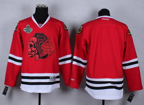 Men's Chicago Blackhawks Blank Red With Red Skulls Jersey