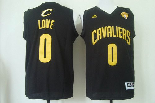 Men's Cleveland Cavaliers #0 Kevin Love 2015 The Finals Black With Gold Jersey