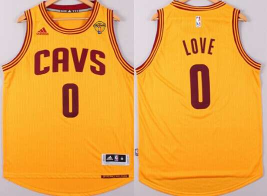 Men's Cleveland Cavaliers #0 Kevin Love 2015 The Finals New Yellow Jersey