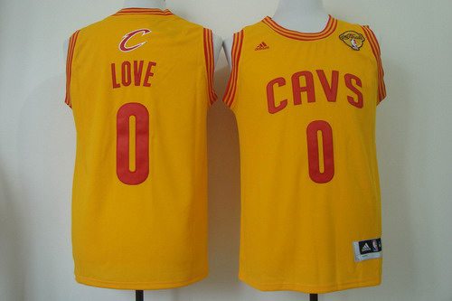 Men's Cleveland Cavaliers #0 Kevin Love 2015 The Finals Yellow Jersey