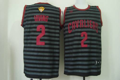 Men's Cleveland Cavaliers #2 Kyrie Irving 2015 The Finals Gray With Black Pinstripe Jersey