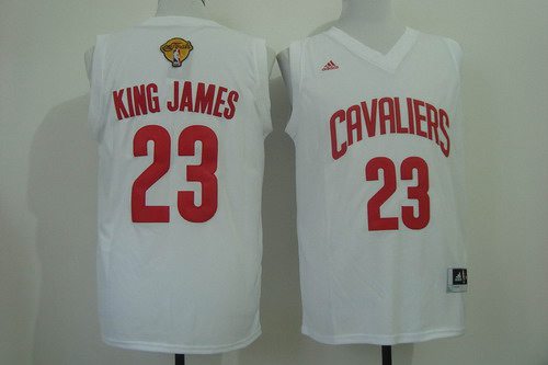 Men's Cleveland Cavaliers #23 King James Nickname 2015 The Finals 2015 White Fashion Jersey