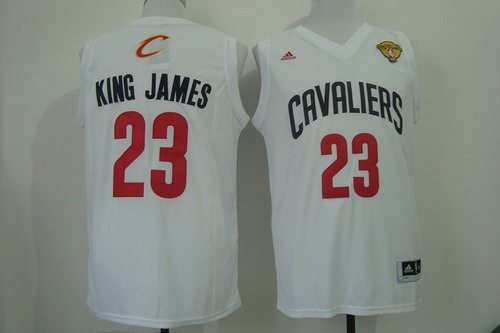 Men's Cleveland Cavaliers #23 King James Nickname 2015 The Finals White Fashion Jersey