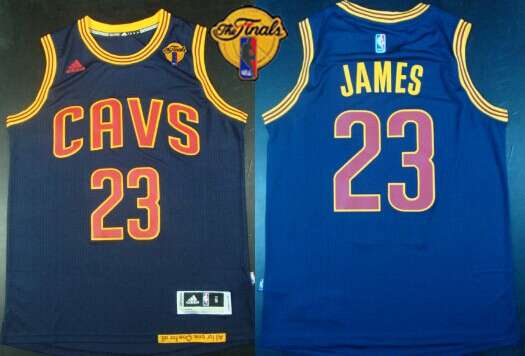 Men's Cleveland Cavaliers #23 LeBron James 2015 The Finals New Navy Blue Jersey