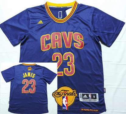 Men's Cleveland Cavaliers #23 LeBron James 2015 The Finals New Navy Blue Short-Sleeved Jersey