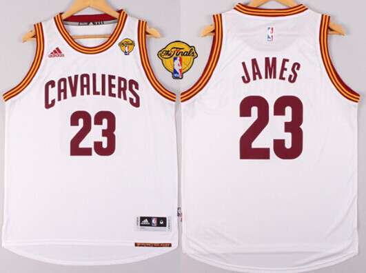 Men's Cleveland Cavaliers #23 LeBron James 2015 The Finals New White Jersey