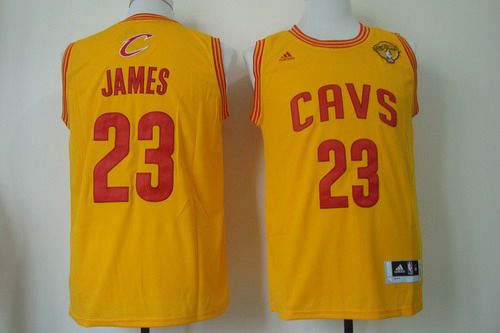 Men's Cleveland Cavaliers #23 LeBron James 2015 The Finals Yellow Jersey