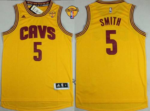 Men's Cleveland Cavaliers #5 J.R. Smith 2015 The Finals New Yellow Jersey