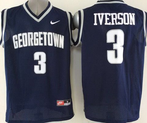 Men's Georgetown Hoyas #3 Allen Iverson Navy Blue NCAA Basketball Nike Jersey