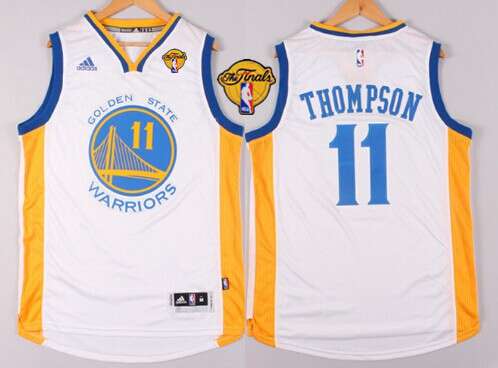 Men's Golden State Warriors #11 Klay Thompson 2015 The Finals New White Jersey