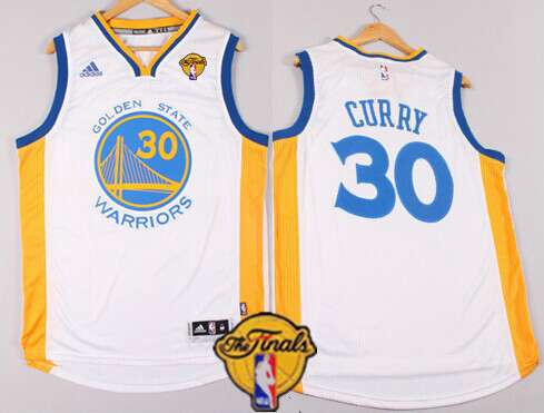 Men's Golden State Warriors #30 Stephen Curry 2015 The Finals New White Jersey