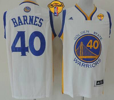 Men's Golden State Warriors #40 Harrison Barnes 2015 The Finals White Jersey