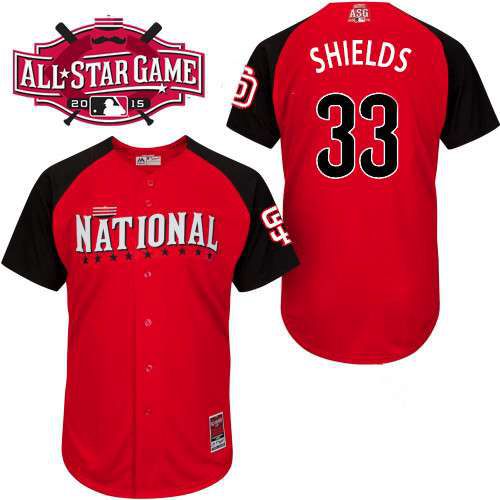 Men's National League San Diego Padres #33 James Shields 2015 MLB All-Star Red Jersey