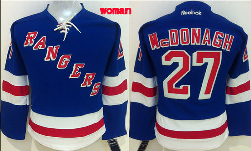 NHL New York Rangers #27 Ryan Mcdonagh Light Blue Womens Jersey