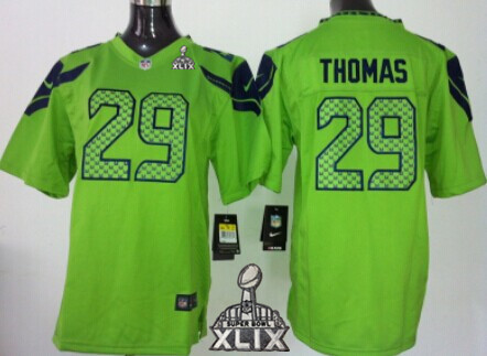 Nike Seattle Seahawks #29 Earl Thomas 2015 Super Bowl XLIX Green Game Kids Jersey