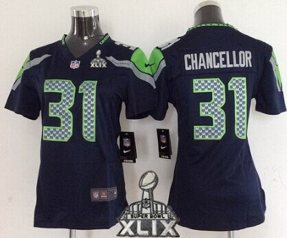 Nike Seattle Seahawks #31 Kam Chancellor 2015 Super Bowl XLIX Navy Blue Game Womens Jersey