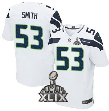 Nike Seattle Seahawks #53 Malcolm Smith 2015 Super Bowl XLIX White Elite Jersey