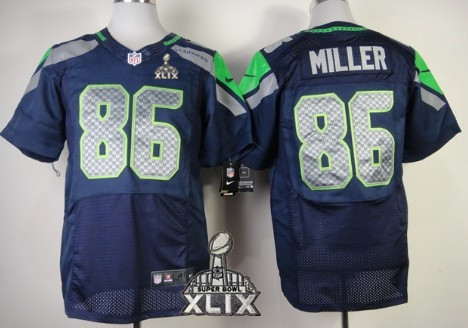 Nike Seattle Seahawks #86 Zach Miller 2015 Super Bowl XLIX Navy Blue Elite Jersey