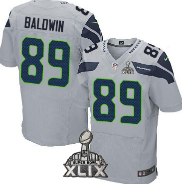 Nike Seattle Seahawks #89 Doug Baldwin 2015 Super Bowl XLIX Gray Elite Jersey