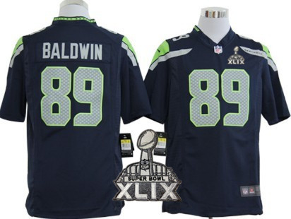 Nike Seattle Seahawks #89 Doug Baldwin 2015 Super Bowl XLIX Navy Blue Game Jersey