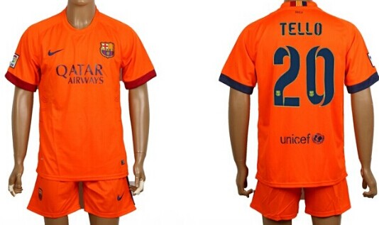 2014/15 FC Bacelona #20 Tello Away Soccer Shirt Kit