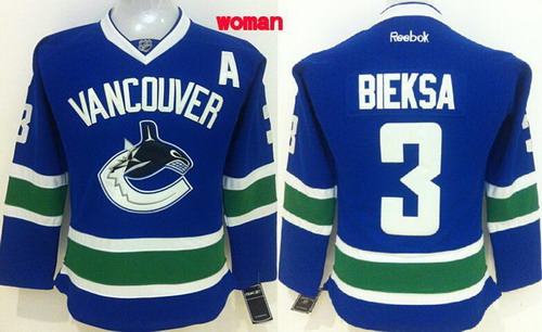 NHL Vancouver Canucks #3 Kevin Bieksa Blue Womens Jersey