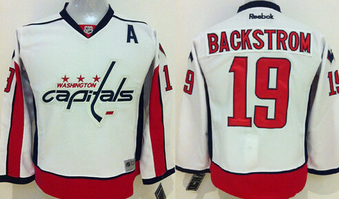 NHL Washington Capitals #19 Nicklas Backstrom White Kids Jersey