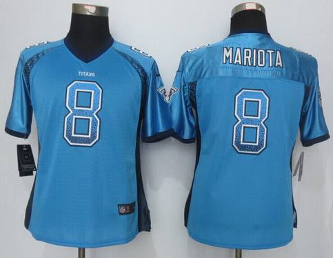 Women's Tennessee Titans #8 Marcus Mariota Nike Drift Fashion Blue Jersey