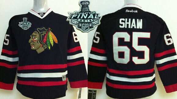 Youth Chicago Blackhawks #65 Andrew Shaw 2015 Stanley Cup Black Jersey