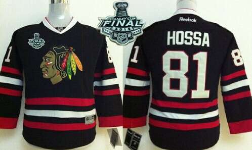 Youth Chicago Blackhawks #81 Marian Hossa 2015 Stanley Cup Black Jersey